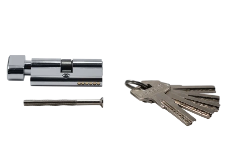 Ключевой цилиндр высокой секретности HS 60CK PC с заверткой (60мм), цвет - хром