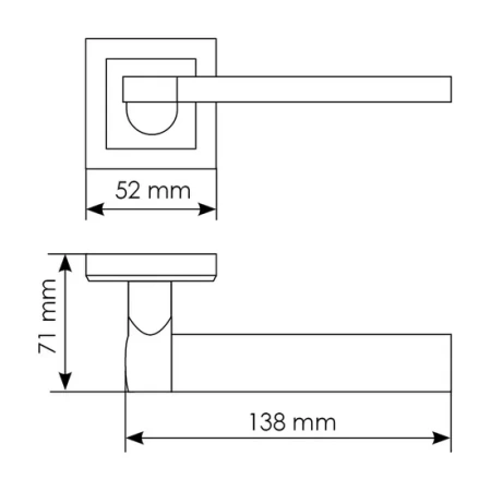 Ручка дверная AGBAR MH-21 SC/CP-S раздельная на квадратной накладке, цвет матовый хром/хром, ЦАМ light