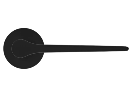 Ручка дверная LAND MH-60-R6 BL раздельная на круглой розетке 6 мм, цвет черный, ЦАМ Light