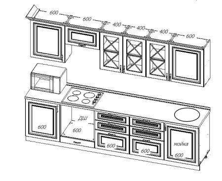 Готовый кухонный гарнитур МИЛАНА 9