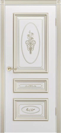 Межкомнатная дверь «Трио R-0 В3 ДГ» 2000 x 600 belyyspatinoyzoloto