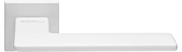 Ручка дверная PLATEAU MH-51-S6 W раздельная на квадратной розетке, цвет белый, ЦАМ Light