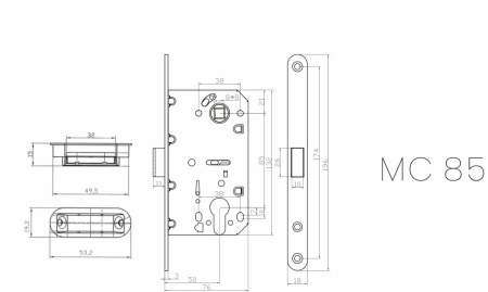 Замок под цилиндр магнитный MC85AB (бронза)