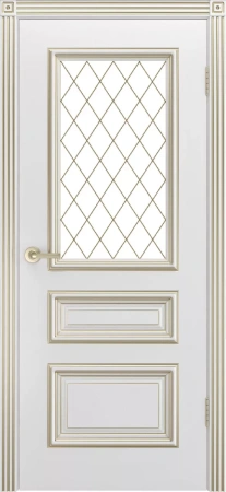 Межкомнатная дверь «Трио R-0 В1 ДО» 2000 x 600 belyyspatinoyzoloto
