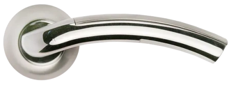 Ручка дверная ПАЛАЦЦО MH-02 SN/CP раздельная на круглой розетке, цвет бел. никель/хром, ЦАМ