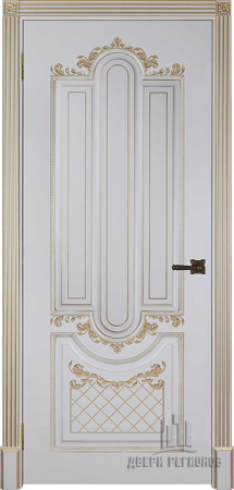 Дверь межкомнатная Александрия 2 Патина золото эмаль и лак эмаль слоновая кость глухая 600x2000 2 Patina