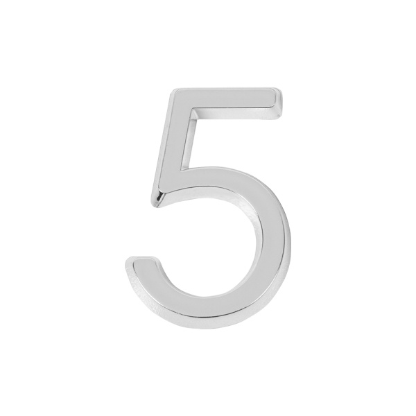Цифра Fuaro (Фуаро) &quot 5&quot самоклеящаяся ABS (50х37) (FUARO) CP хром
