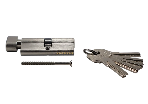 HS 70CK SN, ключевой цилиндр высокой секретности с заверткой (70мм), цвет - матовый никель