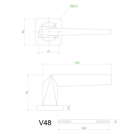 Ручки дверные V48L-2  (матовый хром)