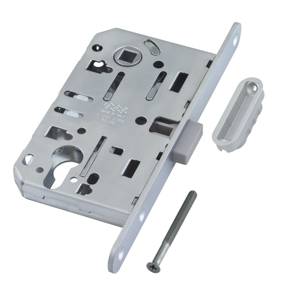 B06103.50.34.640 AGB (АГБ) Корпус врезного замка магнитный под цил. (мат.хром) MEDIANA POLARIS с отв.пл.(скин)