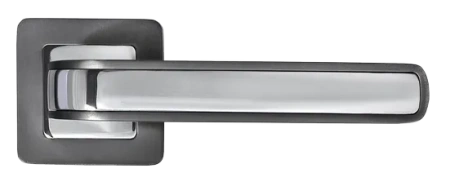 Ручка дверная EON MH-46 GR/CP-S55 раздельная на квадратной розетке, цвет графит/хром, ЦАМ Light