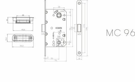 Защелка сантехническая магнитная MC96SG (сатин золото)