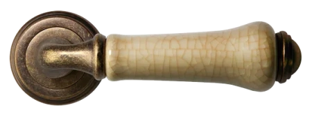 Ручка дверная UMBERTO MH-41-CLASSIC OMB/CH раздельная на круглой розетке, цвет старая матовая бронза/шампань, ЦАМ