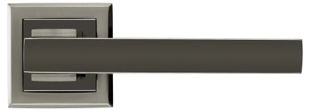 Ручка дверная PIQUADRO MH-37 SN/BN-S раздельная на квадратной накладке, цвет бел. никель/черн. никель, ЦАМ Light