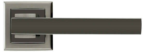 Ручка дверная PIQUADRO MH-37 SN/BN-S раздельная на квадратной накладке, цвет бел. никель/черн. никель, ЦАМ Light