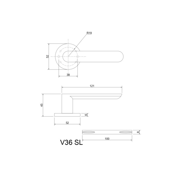 Ручки дверные алюминиевые V36SG SL (сатин золото)