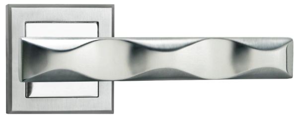 Ручка дверная TOWER MH-20 SC/CP-S раздельная на квадратном основании, цвет мат.хром/хром, ЦАМ