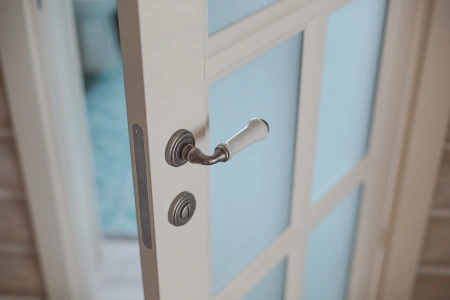 Ручка дверная UMBERTO MH-41-CLASSIC OMS/GR раздельная на круглой розетке, цвет старое матовое серебро/серый, ЦАМ