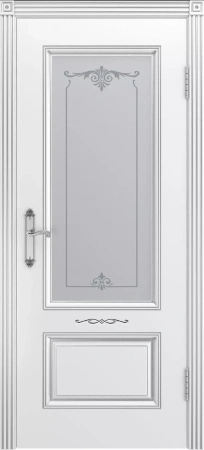 Межкомнатная дверь «Аккорд В1 ДО» 2000 x 900 belyyspatinoyserebro