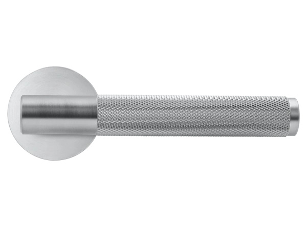 Ручка дверная AZRIELI MH-57-R6T SC раздельная на круглой розетке 6 мм, цвет мат. хром, ЦАМ Light
