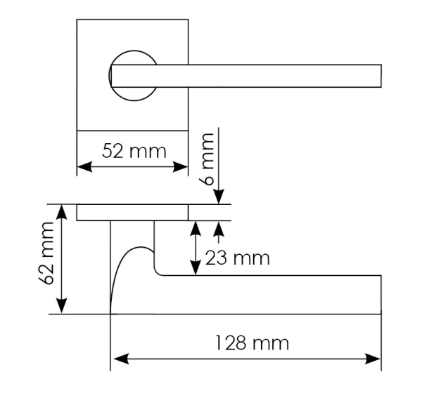 Ручка дверная KAFFEE MH-50-S6 BL раздельная на квадратном основании, цвет черный ЦАМ Light