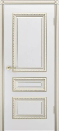 Межкомнатная дверь «Трио R В1 ДГ» 2000 x 600 belyyspatinoyzoloto