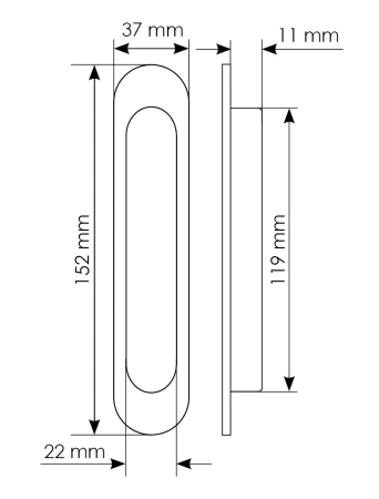 Ручка для раздвижных дверей MHS150 SC, цвет мат.хром, ЦАМ