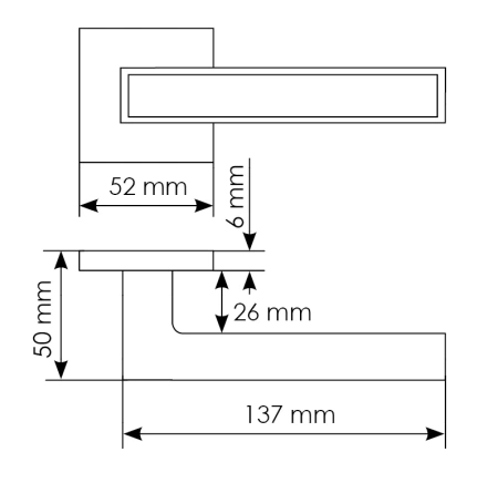 Ручка дверная SULLA  MH-48-S6 SSC/BL на квадратной розетке 6 мм, цвет суперматовый хром / черный, ЦАМ Light