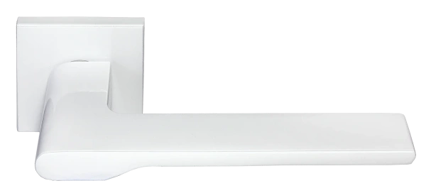 Ручка дверная MERCURY MH-53-S6 W раздельная на квадратном основании, цвет белый, ЦАМ Light