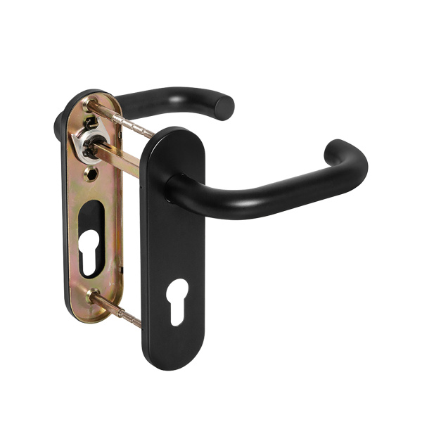 Ручка Fuaro (Фуаро) дверная FP.DH72.0433 SS 201 BLACK с пружиной, нержавейка 201, черный, квадрат 9x140 мм