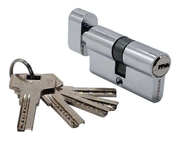 Ключевой цилиндр высокой секретности HS 60CK PC с заверткой (60мм), цвет - хром