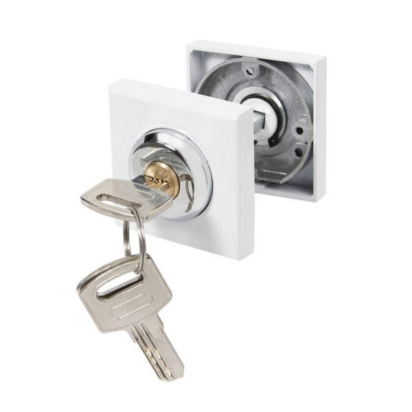 Ручка поворотная Ajax (Аякс) с фиксацией ключом BK6.FIX.JK WH-19 белый