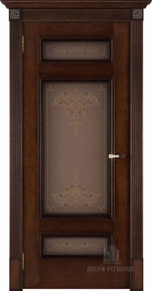 Дверь межкомнатная Рим Кристалл 3 натуральный шпон красный коньяк остекленная 600x2000 Steklo Kristall